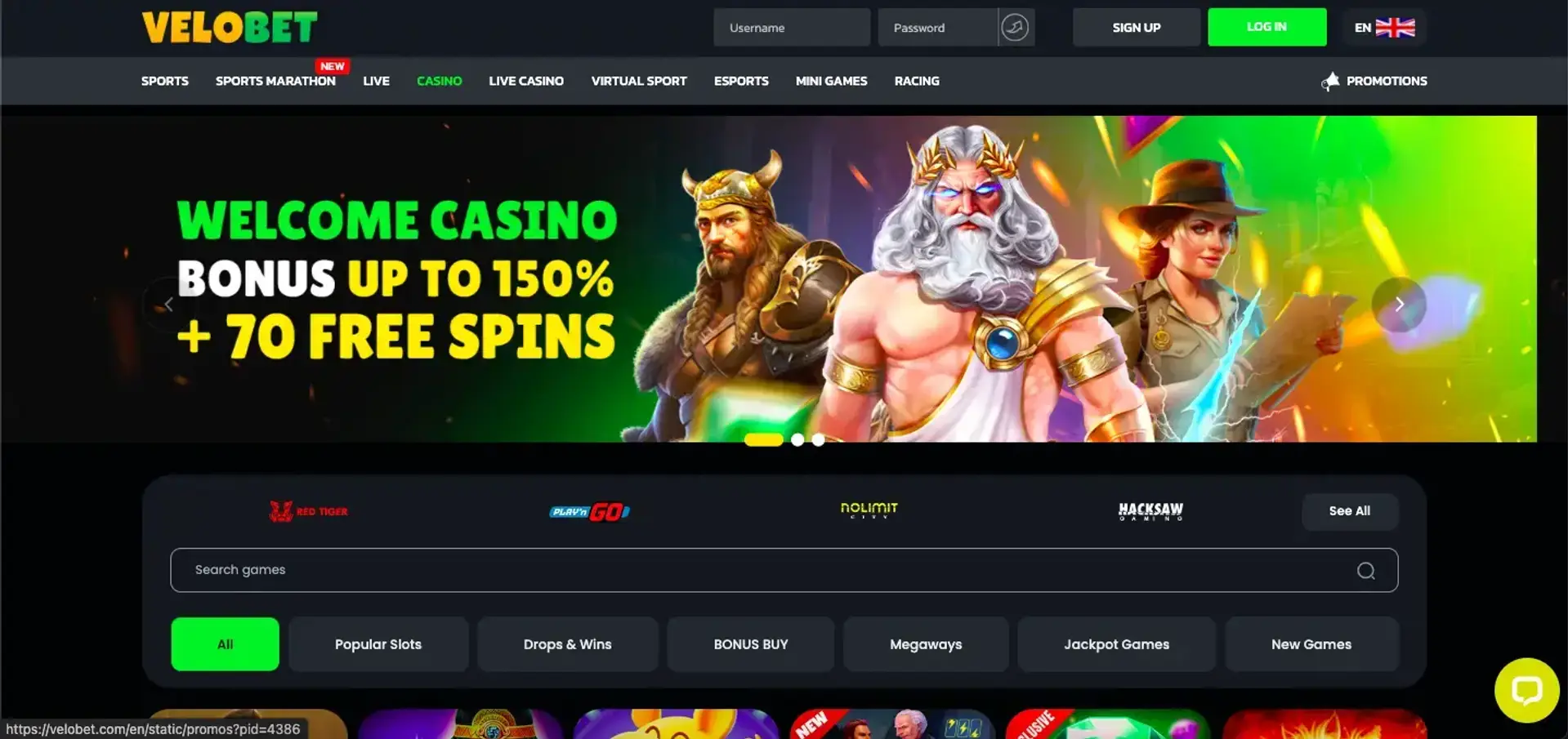 Velobet – Casino sin licencia en España